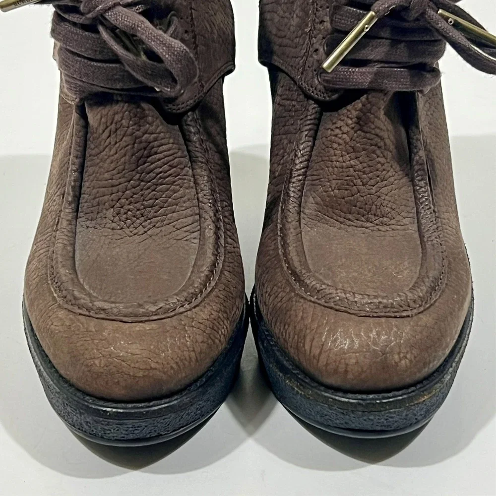 Burberry Prorsum Brown Leather Platform Wedge Booties Women's Size EU 37.5 US 7 - Picture 3 of 14